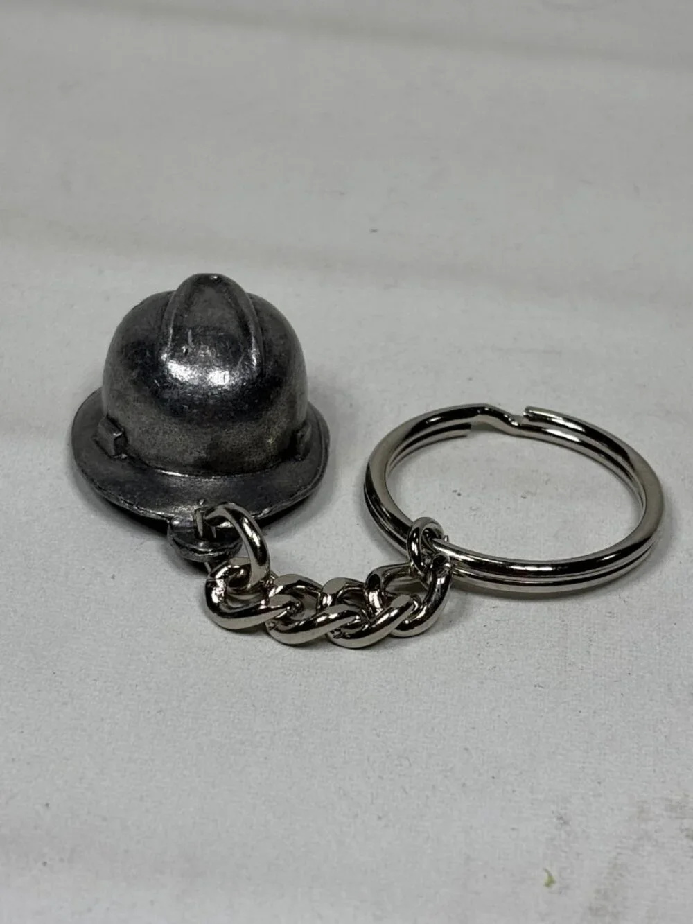 Vintage Halliburton Hard Hat Keychain Pewter Metal Oilfield Promo Safety Award